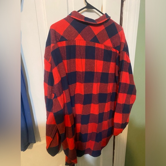 Aerie Lumberjane Flannel Button Down Shirt in Holiday Red - Picture 5 of 6